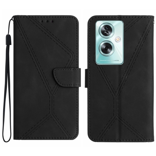 

For OPPO Reno11 F 5G/F25 Pro 5G Stitching Embossed Leather Phone Case(Black)
