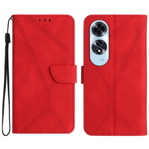 

For OPPO A60 4G Stitching Embossed Leather Phone Case(Red)