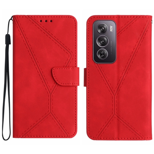 

For OPPO Reno12 5G Global Stitching Embossed Leather Phone Case(Red)