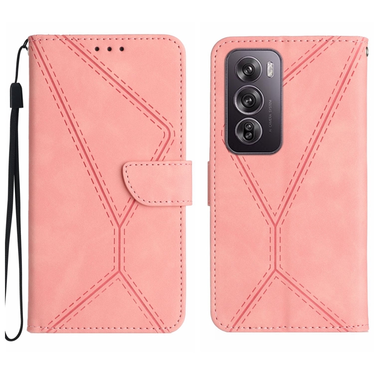 

For OPPO Reno12 5G Global Stitching Embossed Leather Phone Case(Pink)