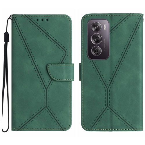 

For OPPO Reno12 5G Global Stitching Embossed Leather Phone Case(Green)