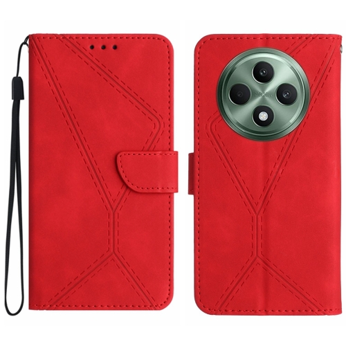 

For OPPO Reno12 F 5G Global Stitching Embossed Leather Phone Case(Red)