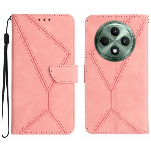 

For OPPO Reno12 F 5G Global Stitching Embossed Leather Phone Case(Pink)