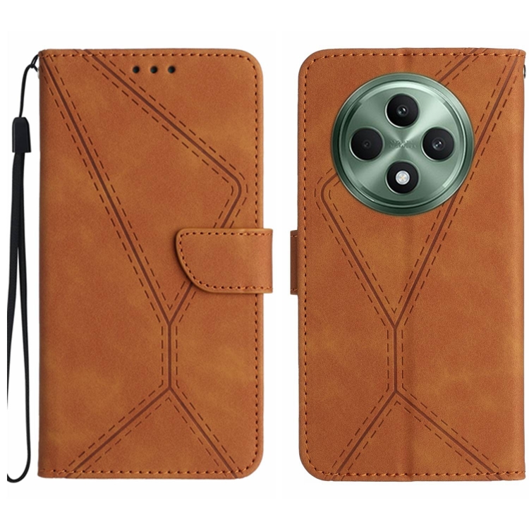 

For OPPO Reno12 F 5G Global Stitching Embossed Leather Phone Case(Brown)