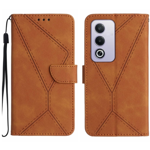 

For OPPO A3 Pro 5G India / K12x 5G Global Stitching Embossed Leather Phone Case(Brown)