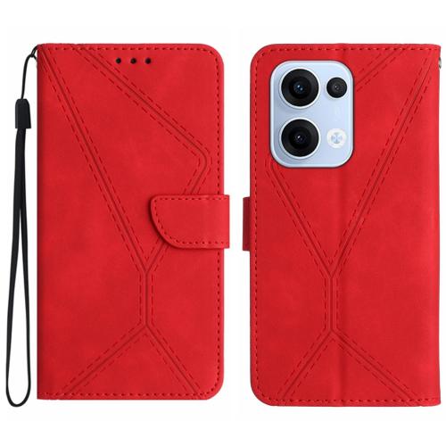 

For OPPO Reno13 Global Stitching Embossed Leather Phone Case(Red)