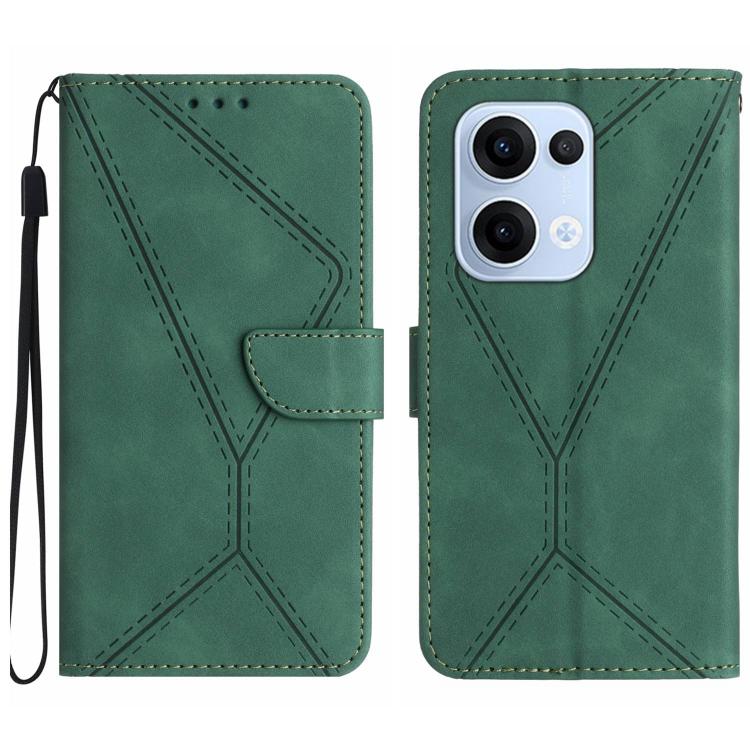 

For OPPO Reno13 Global Stitching Embossed Leather Phone Case(Green)
