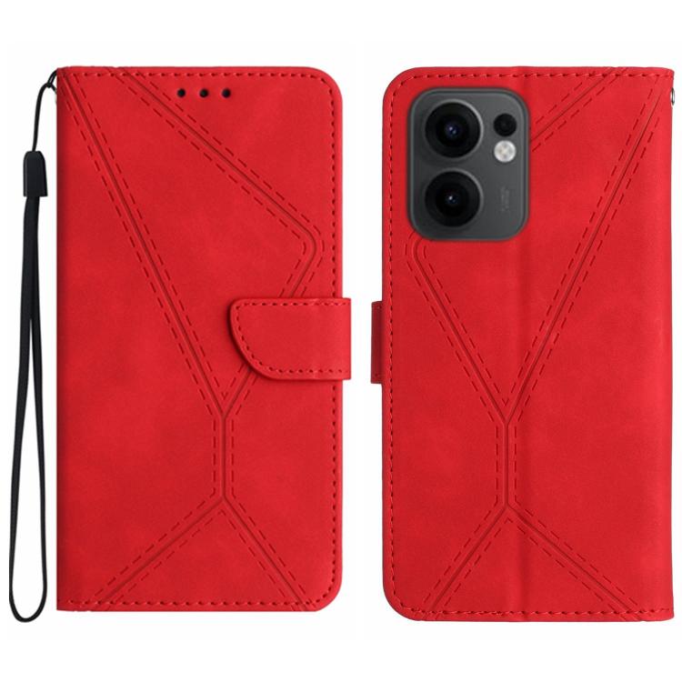

For OPPO Reno13 F 4G / 5G Stitching Embossed Leather Phone Case(Red)