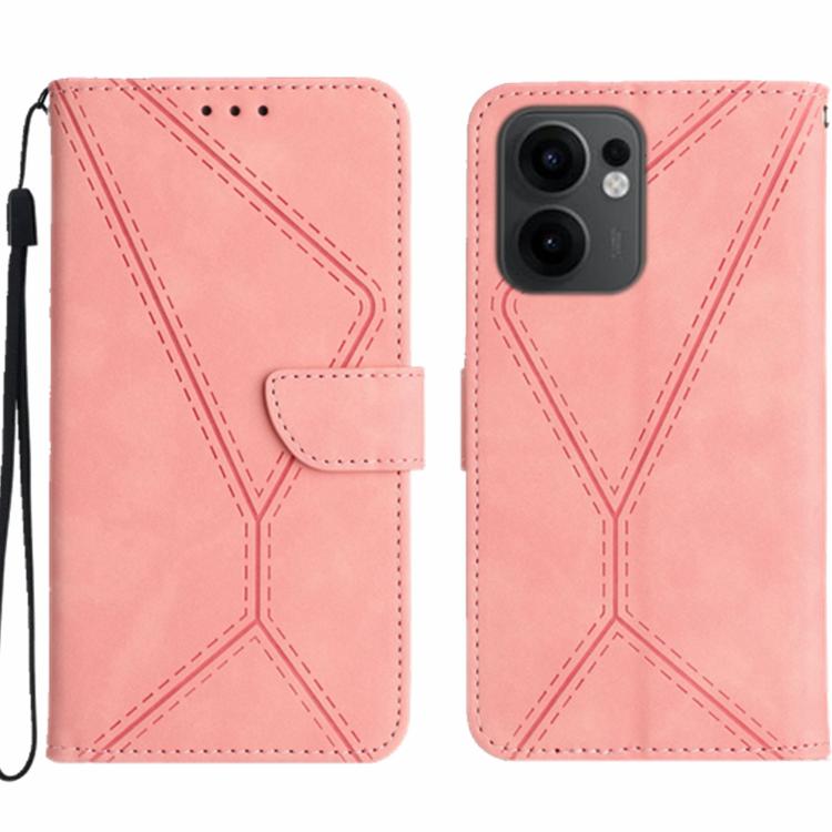 

For OPPO Reno13 F 4G / 5G Stitching Embossed Leather Phone Case(Pink)