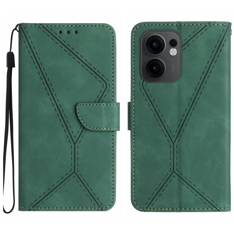 

For OPPO Reno13 F 4G / 5G Stitching Embossed Leather Phone Case(Green)