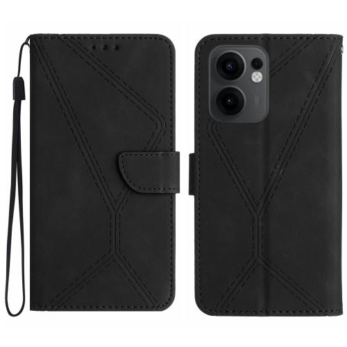 

For OPPO Reno13 F 4G / 5G Stitching Embossed Leather Phone Case(Black)