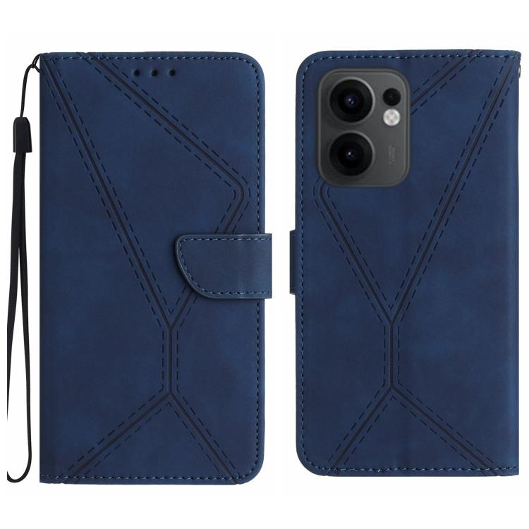 

For OPPO Reno13 F 4G / 5G Stitching Embossed Leather Phone Case(Blue)