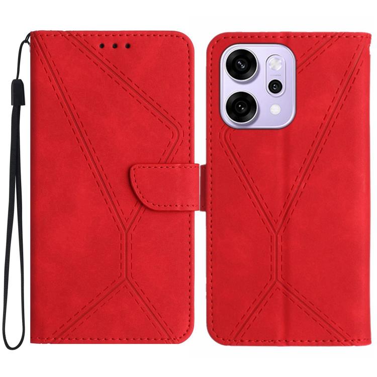 

For OPPO Reno14 5G Global Stitching Embossed Leather Phone Case(Red)