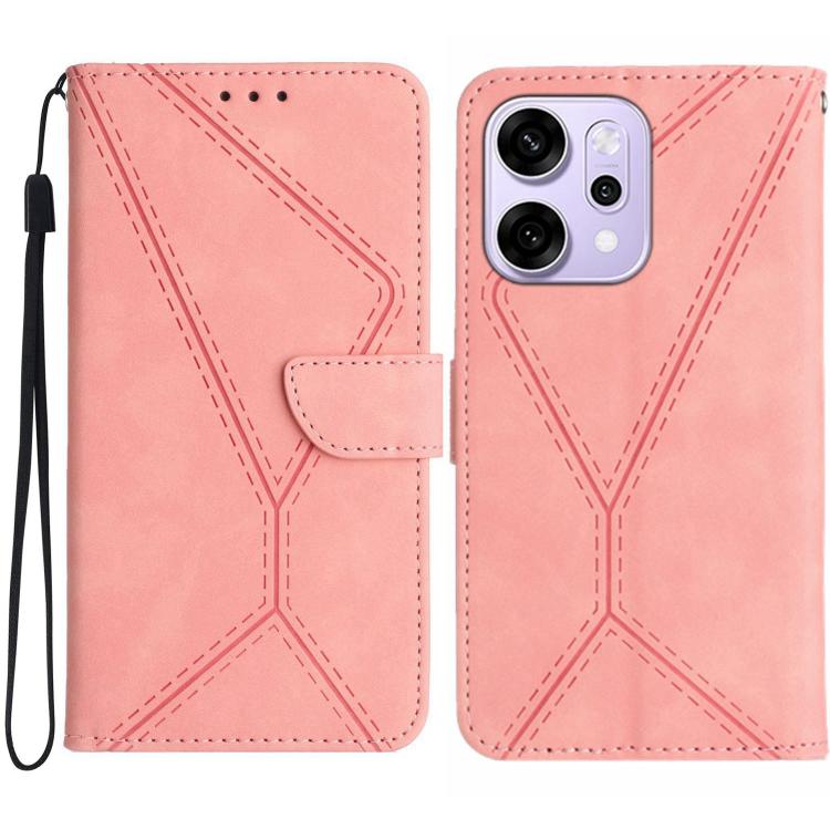 

For OPPO Reno14 5G Global Stitching Embossed Leather Phone Case(Pink)