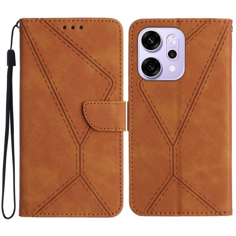 

For OPPO Reno14 5G Global Stitching Embossed Leather Phone Case(Brown)