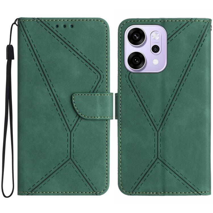 

For OPPO Reno14 5G Global Stitching Embossed Leather Phone Case(Green)