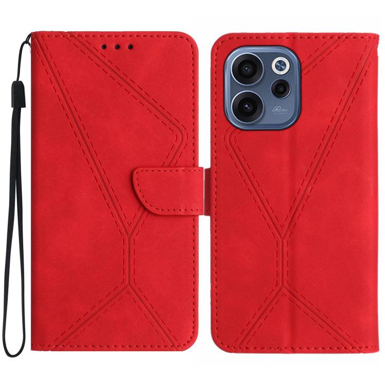 For OPPO Reno15 F 5G Global Stitching Embossed Leather Phone Case(Red)