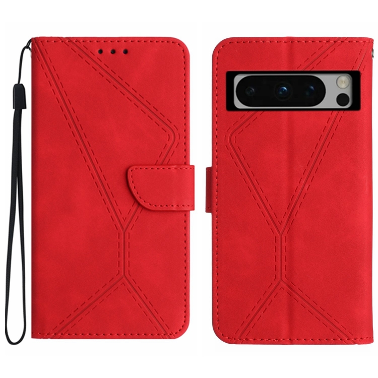 

For Google Pixel 8 Pro Stitching Embossed Leather Phone Case(Red)
