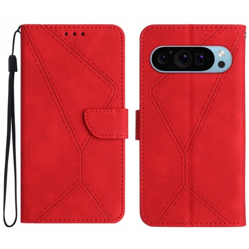 

For Google Pixel 9 Pro Stitching Embossed Leather Phone Case(Red)