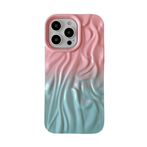 

For iPhone 14 Pro Wrinkle Gradient Oily Feel TPU Phone Case(Pink Green)