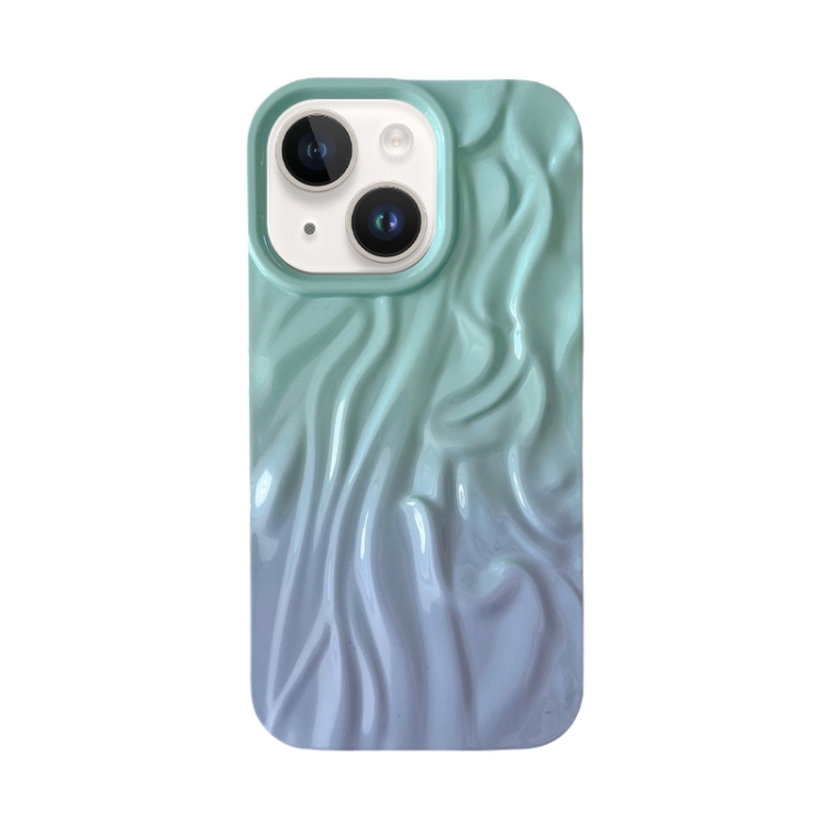 

For iPhone 13 Wrinkle Gradient Oily Feel TPU Phone Case(Green Purple)