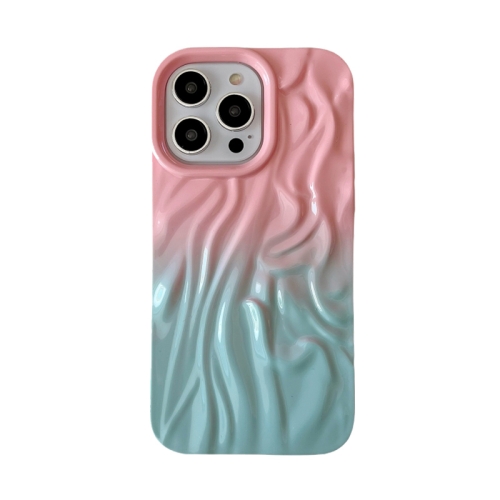 

For iPhone 12 Pro Max Wrinkle Gradient Oily Feel TPU Phone Case(Pink Green)