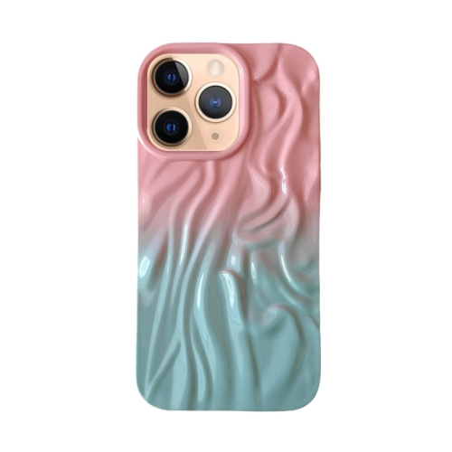 

For iPhone 11 Pro Max Wrinkle Gradient Oily Feel TPU Phone Case(Pink Green)