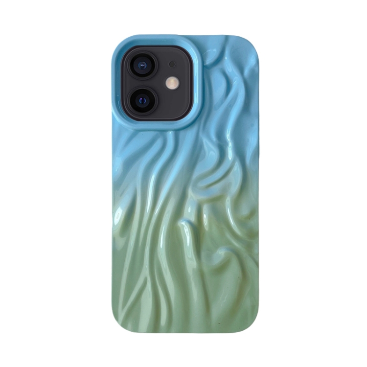 

For iPhone 11 Wrinkle Gradient Oily Feel TPU Phone Case(Blue Green)