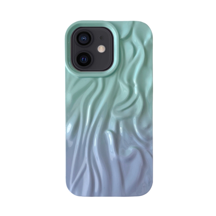 

For iPhone 11 Wrinkle Gradient Oily Feel TPU Phone Case(Green Purple)