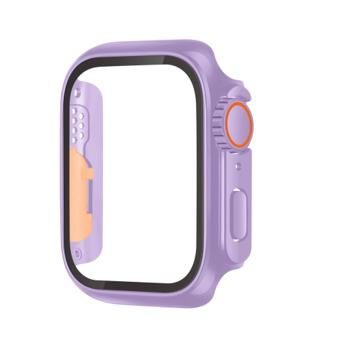 

For Apple Watch Series 8 / 7 41mm Tempered Film Hybrid PC Integrated Change to Ultra 49mm Watch Case(Light Purple Orange)