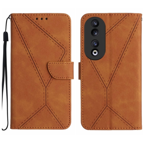 

For Honor 90 Stitching Embossed Leather Phone Case(Brown)