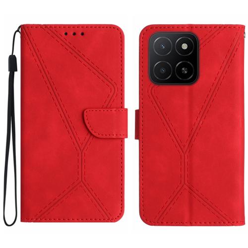 

For Honor X8c 4G Stitching Embossed Leather Phone Case(Red)