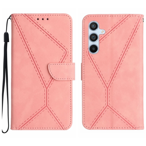 

For Samsung Galaxy S23 FE 5G Stitching Embossed Leather Phone Case(Pink)
