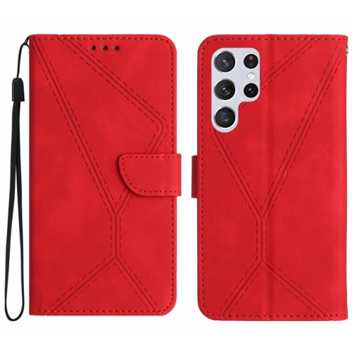 

For Samsung Galaxy S24 Ultra 5G Stitching Embossed Leather Phone Case(Red)