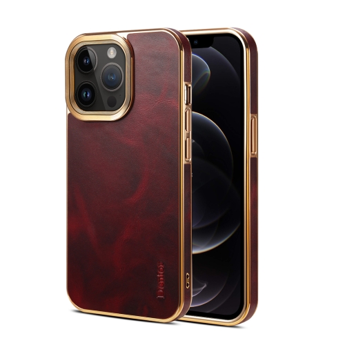 

For iPhone 12 Pro Denior Oil Wax Cowhide Plating Phone Case(Red)