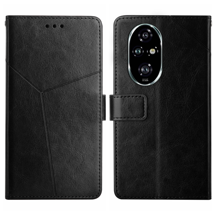 

For Honor 200 5G Global Y-shaped Pattern Flip Leather Phone Case(Black)