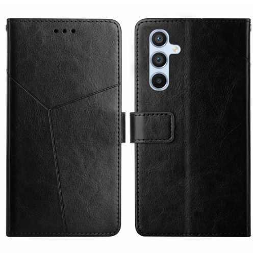 

For Samsung Galaxy A25 5G Y-shaped Pattern Flip Leather Phone Case(Black)