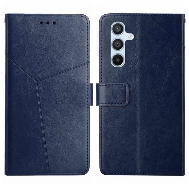 

For Samsung Galaxy A25 5G Y-shaped Pattern Flip Leather Phone Case(Blue)