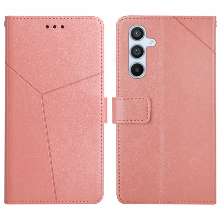 

For Samsung Galaxy S24 5G Y-shaped Pattern Flip Leather Phone Case(Pink)