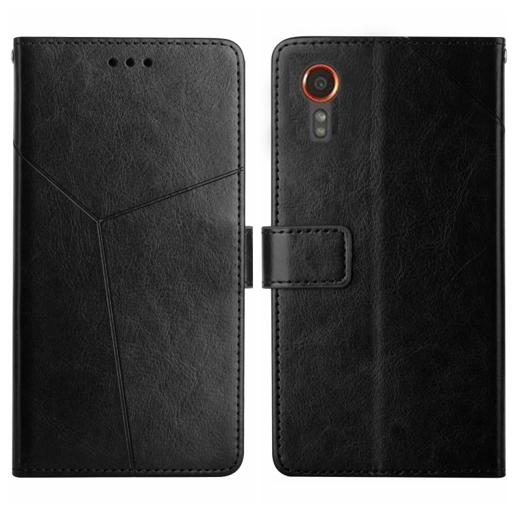 

For Samsung Galaxy Xcover 7 5G Y-shaped Pattern Flip Leather Phone Case(Black)