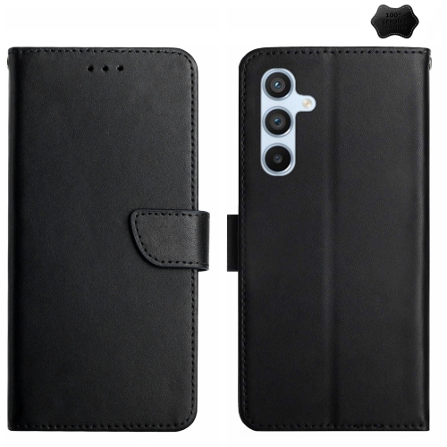 For Samsung Galaxy A05s HT02 Genuine Leather Fingerprint-proof Flip Phone Case(Black) genuine time proof tac