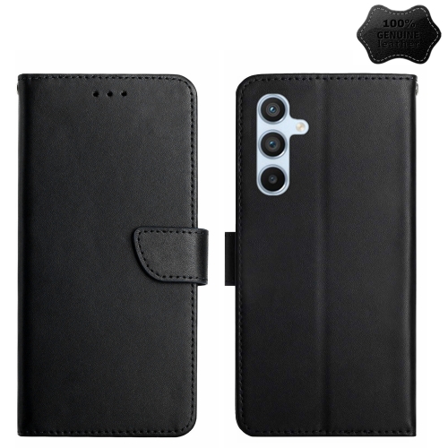 For Samsung Galaxy S24+ 5G HT02 Genuine Leather Fingerprint-proof Flip Phone Case(Black) genuine time proof tac