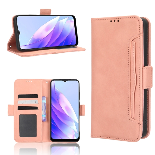 

For Blackview A52 / A52 Pro Skin Feel Calf Texture Card Slots Leather Phone Case(Pink)