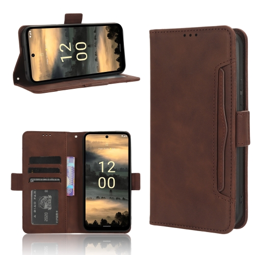 

For Nokia XR21 Skin Feel Calf Texture Card Slots Leather Phone Case(Brown)