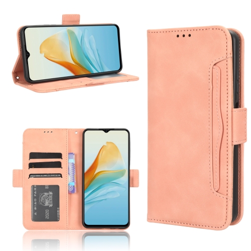 

For ZTE Axon 40 Lite Skin Feel Calf Texture Card Slots Leather Phone Case(Pink)