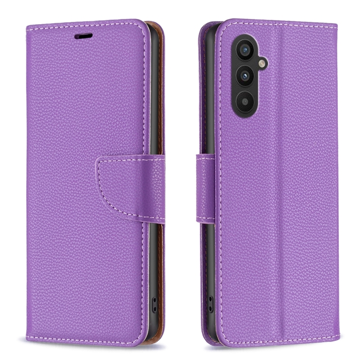 

For Samsung Galaxy A25 5G Litchi Texture Pure Color Flip Leather Phone Case(Purple)