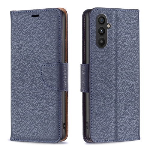 

For Samsung Galaxy A25 5G Litchi Texture Pure Color Flip Leather Phone Case(Blue)