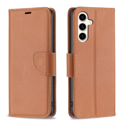 

For Samsung Galaxy S23 FE 5G Litchi Texture Pure Color Flip Leather Phone Case(Brown)