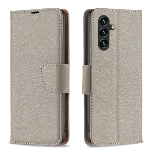 

For Samsung Galaxy A15 Litchi Texture Pure Color Flip Leather Phone Case(Grey)