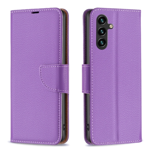 

For Samsung Galaxy A15 Litchi Texture Pure Color Flip Leather Phone Case(Purple)